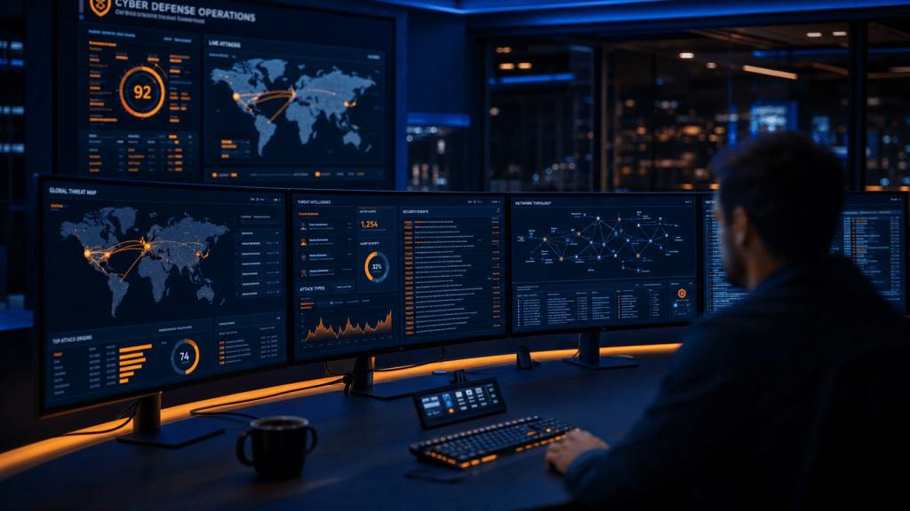 Galaxy IT Solutions Security Operations Center monitoring cybersecurity threats for Houston businesses
