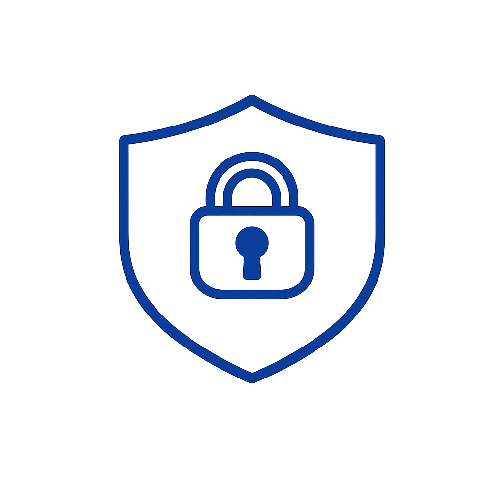 Cybersecurity services icon - shield and lock protection for Houston businesses