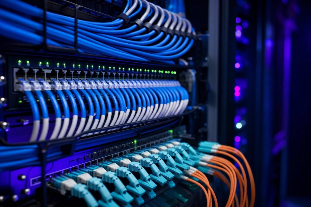 High-density structured Cat6A copper and fiber patch panel
