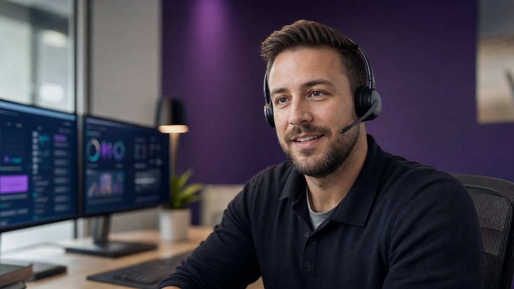 Friendly Conroe IT support engineer wearing headset at MSP help desk